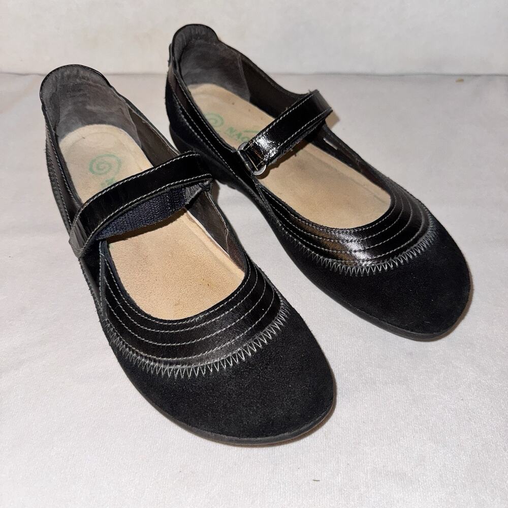 Naot KIREI Mary Jane Black Suede Mary Jane Flats Shoes Womens 38 (US 7M)